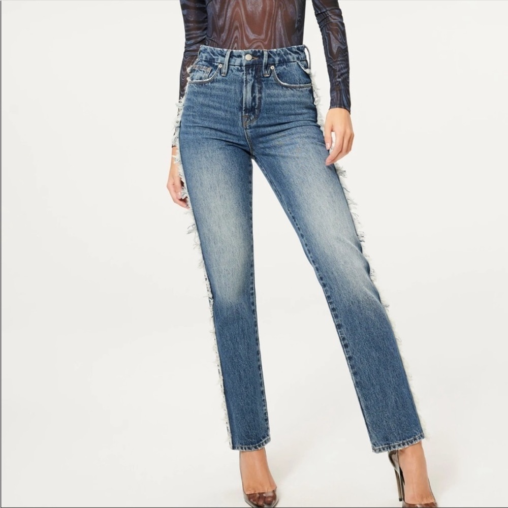 Good American Good Boy Side Fray High Waisted Jeans Size 4/27